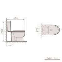 Toilet keramik 2 bagian YS22207S, toilet cuci S-trap yang dipasang rapat;