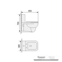 YS22212HT Toilet keramik yang digantung di dinding, Toilet yang dipasang di dinding, wastafel;