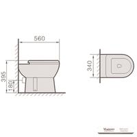 YS22215F Toilet keramik berdiri tunggal, toilet cuci P-trap;