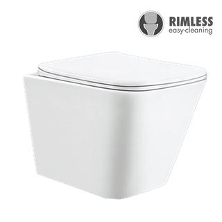 YS22217H Toilet keramik yang digantung di dinding, Toilet yang dipasang di dinding tanpa bingkai, tempat cuci;