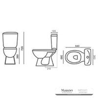 YS22221S Toilet keramik 2 bagian desain retro, toilet cuci P-trap yang dipasang rapat;