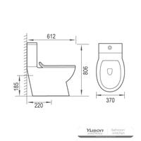 YS22270P toilet keramik tanpa bingkai 2 bagian, toilet cuci P-trap;