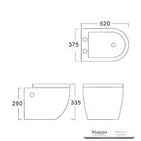 YS22288H Toilet keramik yang digantung di dinding, Toilet yang dipasang di dinding, tempat cuci;