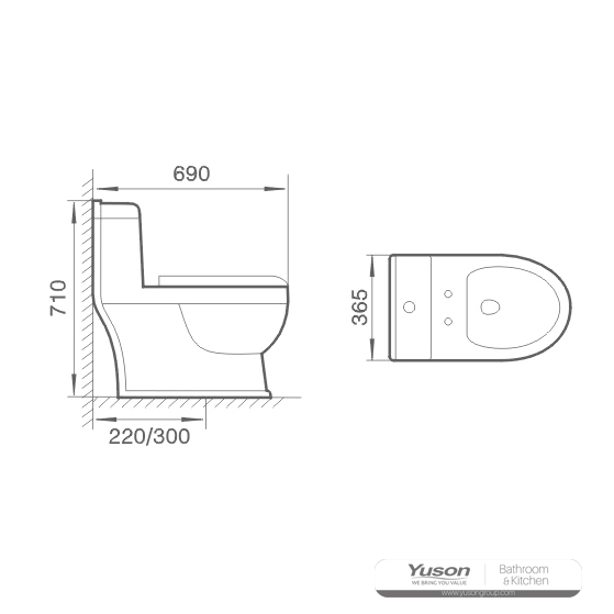 YS24256 Toilet keramik satu bagian, sifonik;