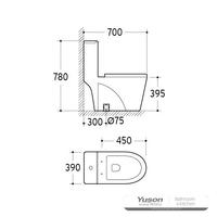 YS24283 Toilet keramik satu bagian, sifonik;
