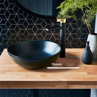 YS28401-MB Keramik hitam matt di atas baskom meja, baskom artistik, wastafel keramik;