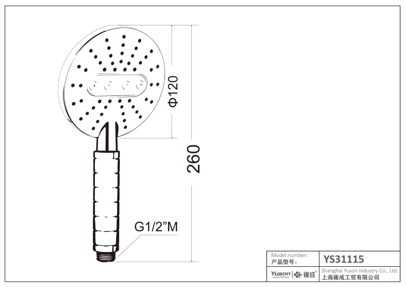 Handshower ABS YS31115, shower bergerak, bersertifikat ACS;