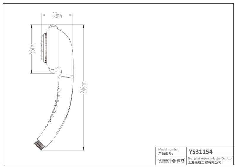 YS31154 ABS pancuran tangan, pancuran bergerak