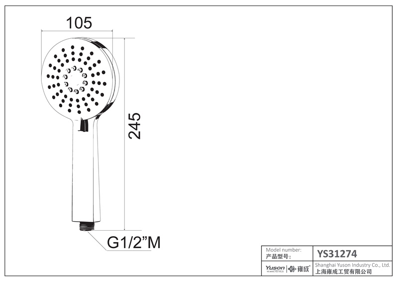 YS31274 ABS pancuran tangan, pancuran bergerak