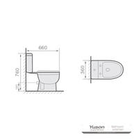 Toilet keramik 2 bagian YS22206P, toilet cuci P-trap yang dipasang rapat;