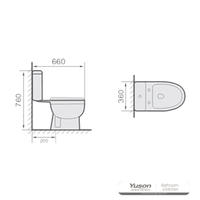 Toilet keramik 2 bagian YS22206S, toilet cuci S-trap yang dipasang rapat;