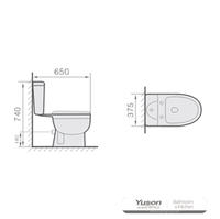 Toilet keramik 2 bagian YS22207P, toilet cuci P-trap yang dipasang rapat;