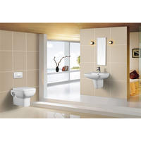 YS22240S Toilet keramik 2 bagian desain retro, toilet cuci P-trap yang dipasang rapat;