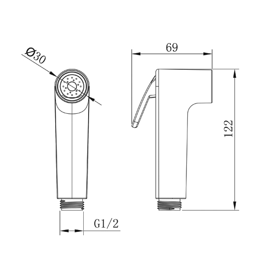 YS36075 ABS shataff, penyemprot bidet, penyemprot pembilas