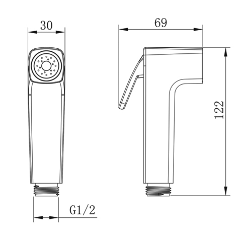 YS36076 ABS shataff, penyemprot bidet, penyemprot pembilas