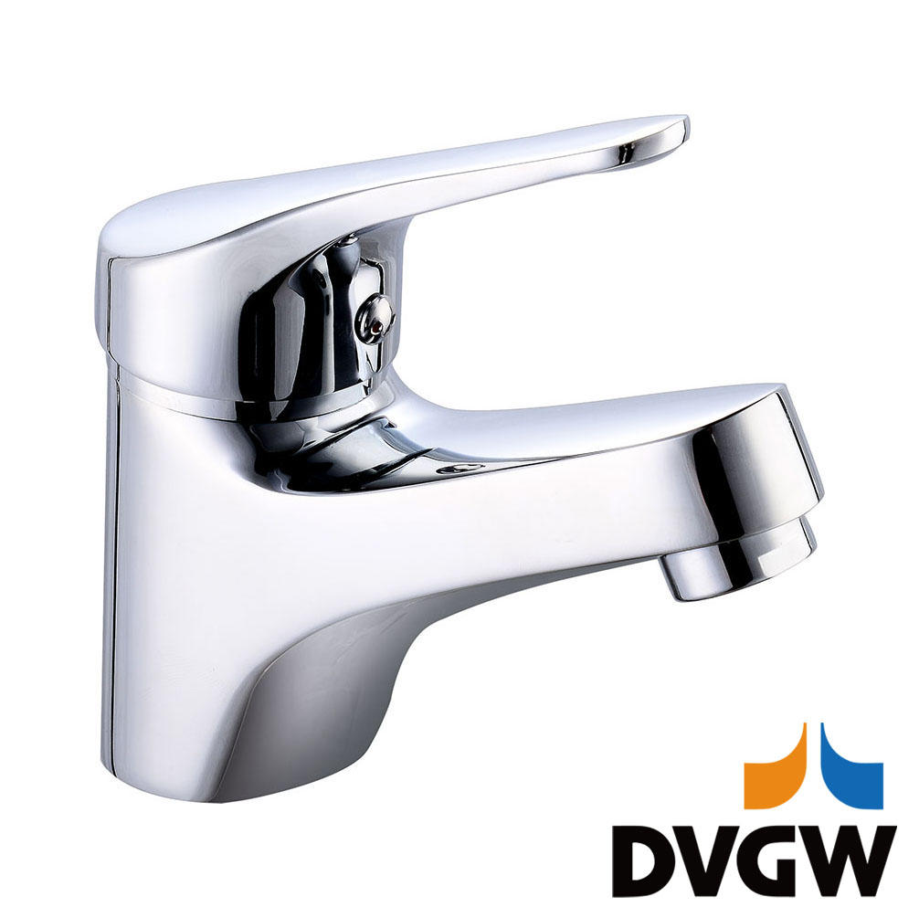 4135-30 bersertifikat DVGW, keran kuningan tuas tunggal mixer baskom air panas/dingin yang dipasang di dek