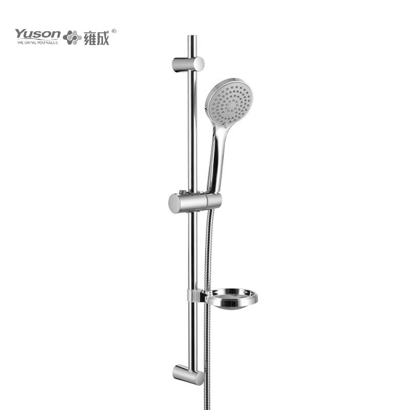 YS33279A ø19mm Set pancuran SS Batang Geser, Pancuran Tangan 3 Fungsi Selang Pancuran Baja Tahan Karat 1,5m, dengan Tempat Sabun