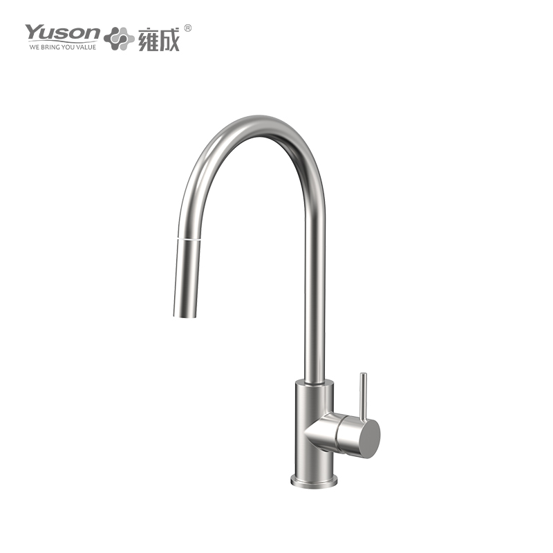 3161-51 SS 316L Faucet Tuas Tunggal Keran wastafel dapur Tarik yang dipasang di dek