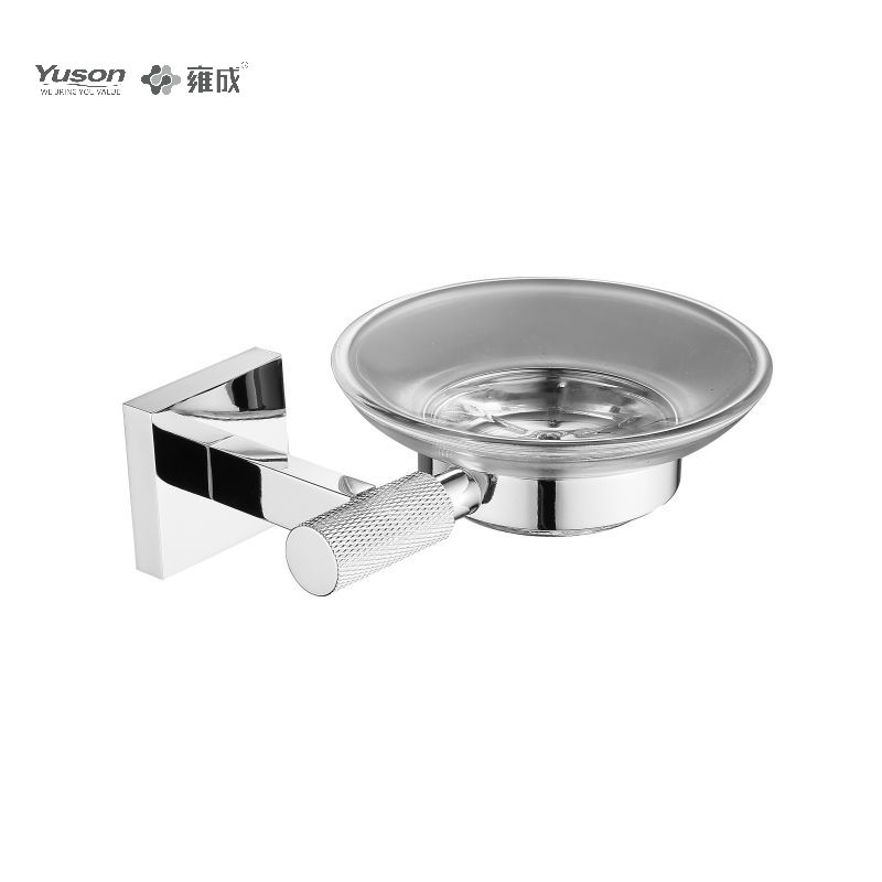10485 Aksesori Kamar Mandi Ramping, Tempat Sabun, dengan Piring Kaca, Tempat Sabun Seng/Kuningan/SUS, Terpasang Di Dinding (Seri 10400)