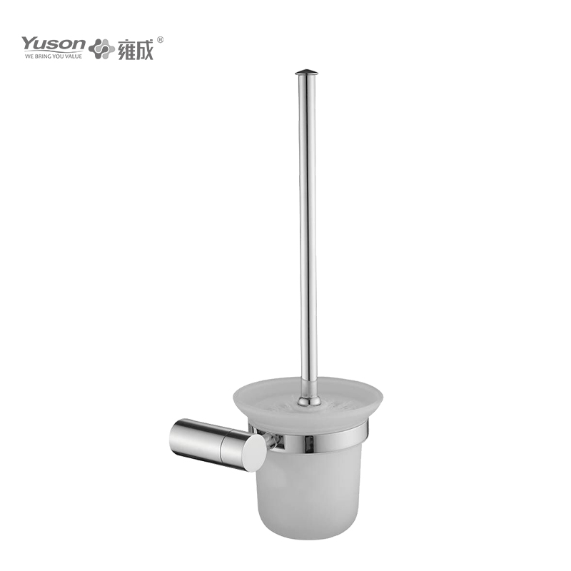 12090 Aksesori Kamar Mandi Ramping, Sikat Toilet dengan Gelas Kaca Buram/Tempered, Sikat Toilet Seng/Kuningan/SUS, dipasang di dinding (Seri 12000)