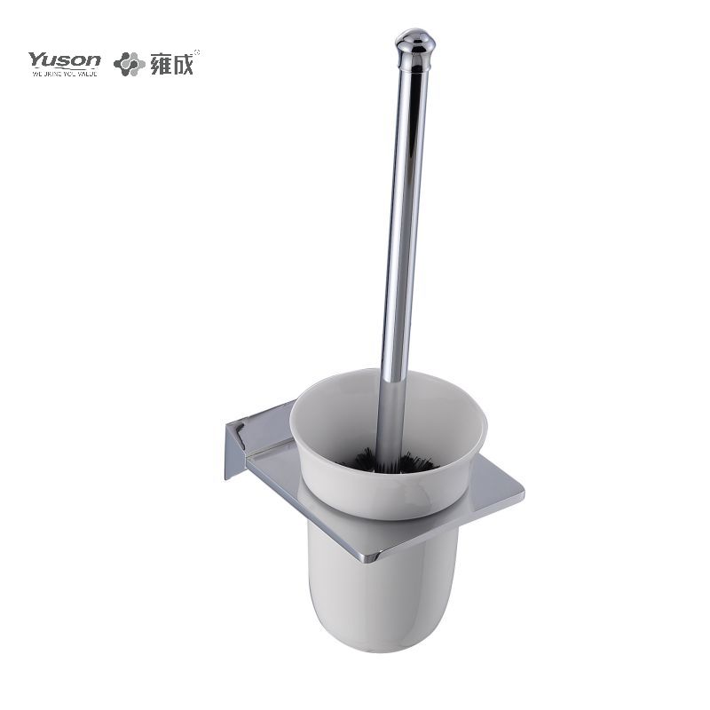 12290 Aksesori Kamar Mandi Ramping, Sikat Toilet dengan Gelas Kaca Buram/Tempered, Sikat Toilet Seng/Kuningan/SUS, dipasang di dinding (Seri 12200)