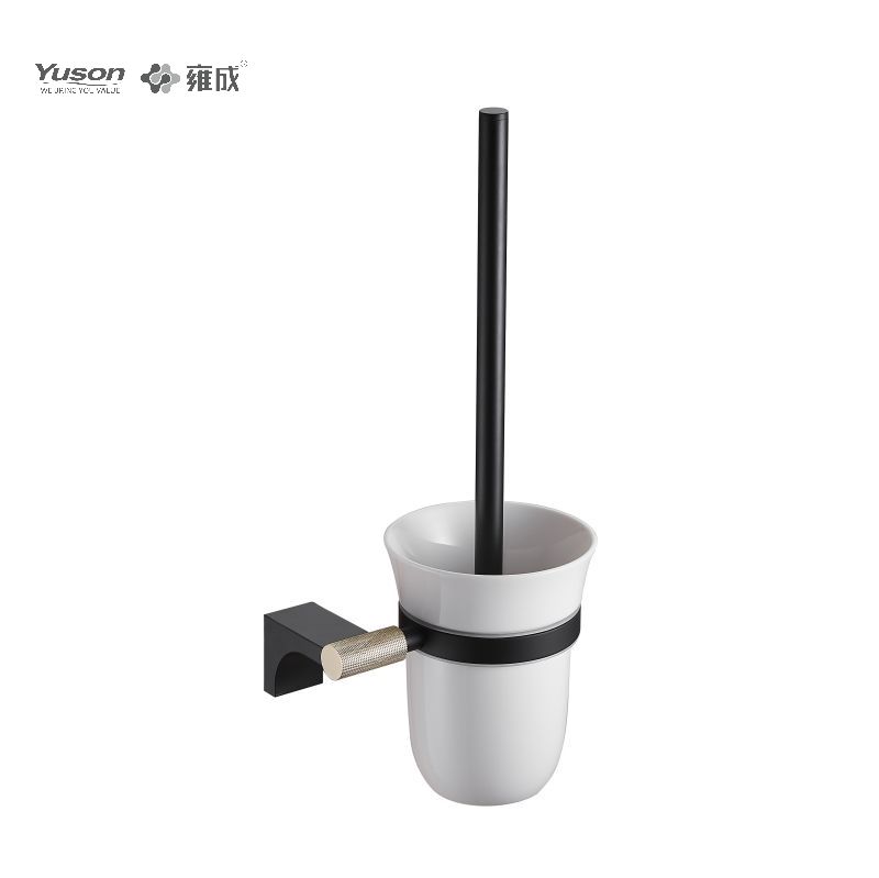 12490 Aksesori Kamar Mandi Ramping, Sikat Toilet dengan Gelas Kaca Buram/Tempered, Sikat Toilet Seng/Kuningan/SUS, dipasang di dinding (Seri 12400)