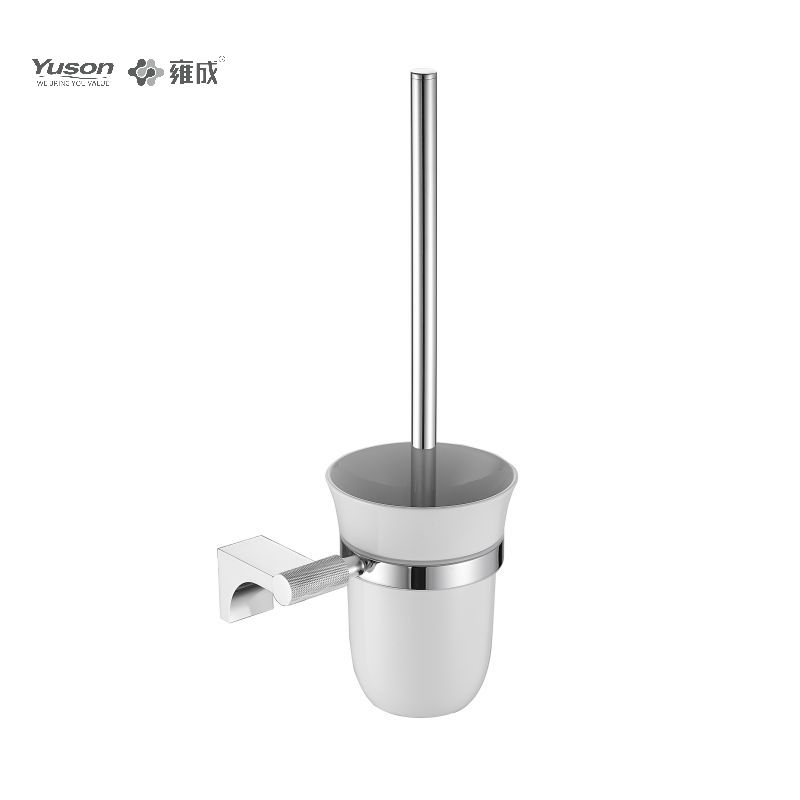 12490 Aksesori Kamar Mandi Ramping, Sikat Toilet dengan Gelas Kaca Buram/Tempered, Sikat Toilet Seng/Kuningan/SUS, dipasang di dinding (Seri 12400)