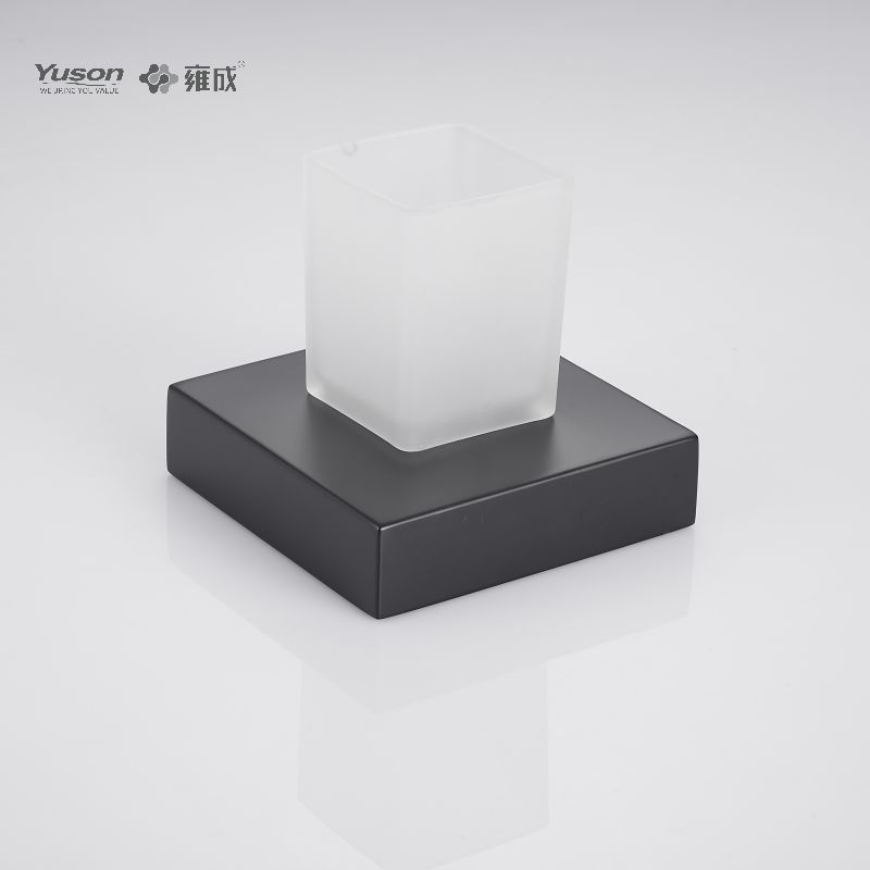 12784 Aksesori Kamar Mandi Ramping, Tempat Tumbler, dengan Gelas Kaca Buram/Tempered, Tempat Tumbler Seng/Kuningan/SUS, Terpasang di Dinding (Seri 12700)