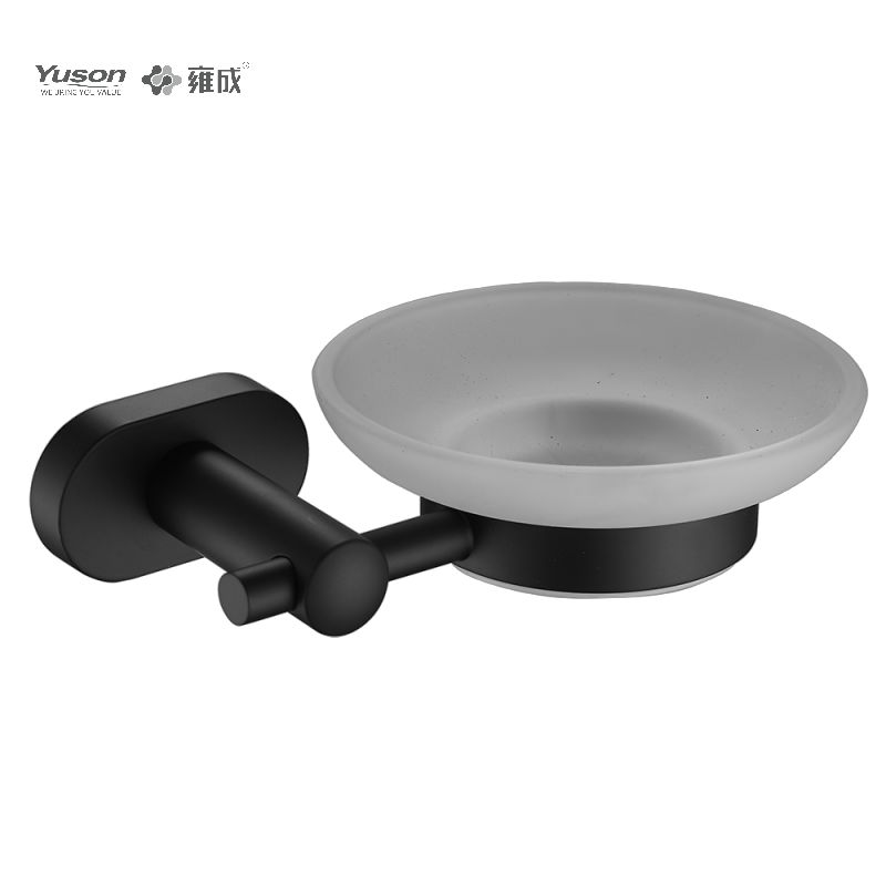 13385 Aksesori Kamar Mandi Ramping, Tempat Sabun, dengan Piring Kaca, Tempat Sabun Seng/Kuningan/SUS, Terpasang di Dinding (Seri 13300)