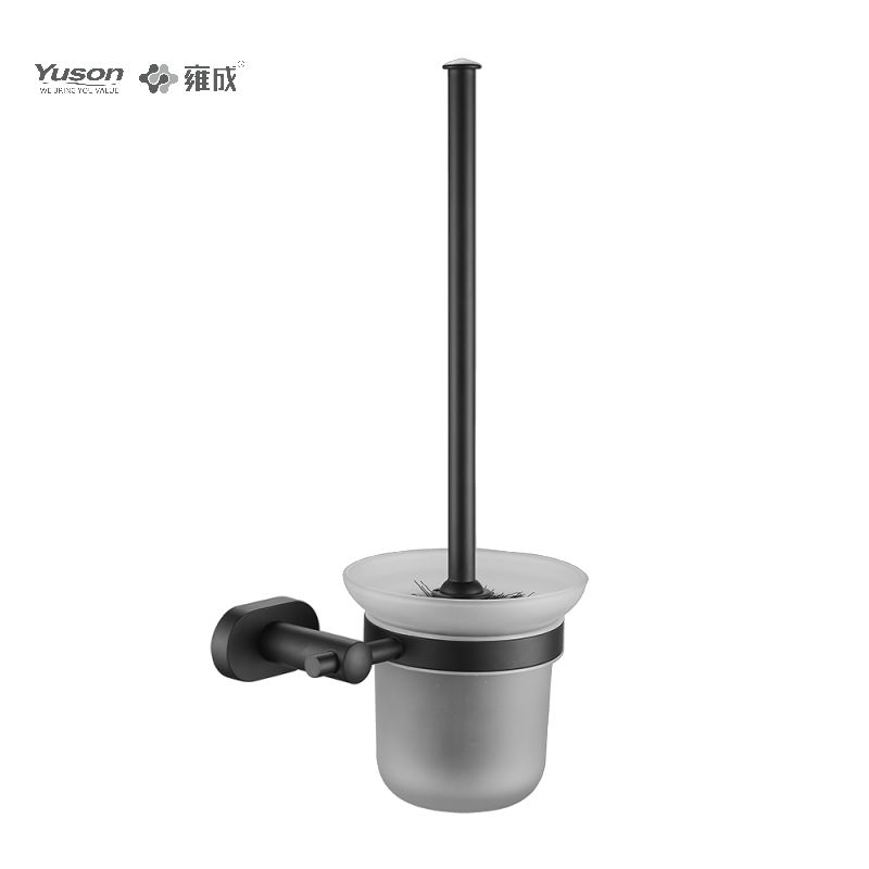 13390 Aksesori Kamar Mandi Ramping, Sikat Toilet dengan Gelas Kaca Buram/Tempered, Sikat Toilet Seng/Kuningan/SUS, dipasang di dinding (Seri 13300)