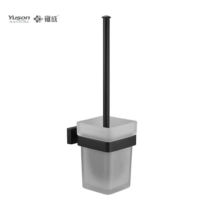 13490 Aksesori Kamar Mandi Ramping, Sikat Toilet dengan Gelas Kaca Buram/Tempered, Sikat Toilet Seng/Kuningan/SUS, dipasang di dinding (Seri 13400)