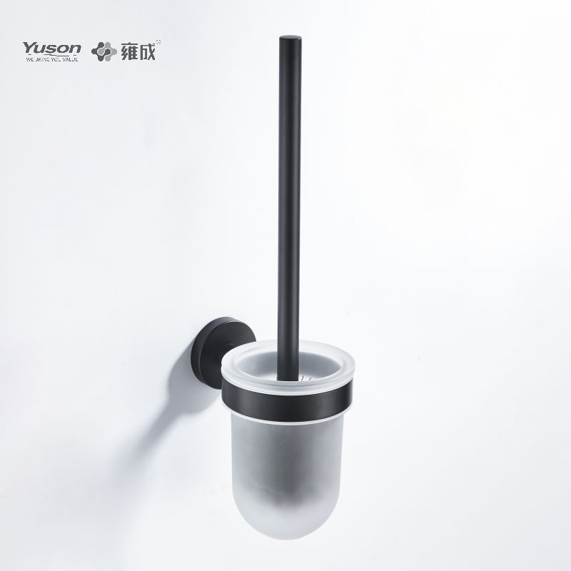 23790 Aksesori Kamar Mandi Ramping, Sikat Toilet dengan Gelas Kaca Buram/Tempered, Sikat Toilet Seng/Kuningan/SUS, dipasang di dinding (Seri 23700)