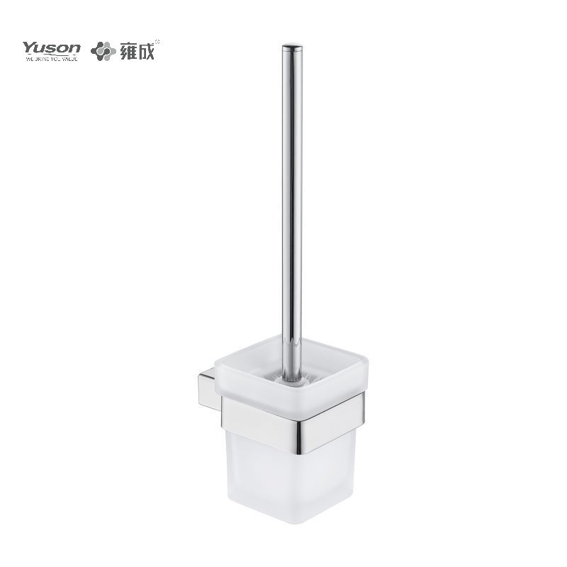 23990 Aksesori Kamar Mandi Ramping, Sikat Toilet dengan Gelas Kaca Buram/Tempered, Sikat Toilet Seng/Kuningan/SUS, dipasang di dinding (Seri 23900)