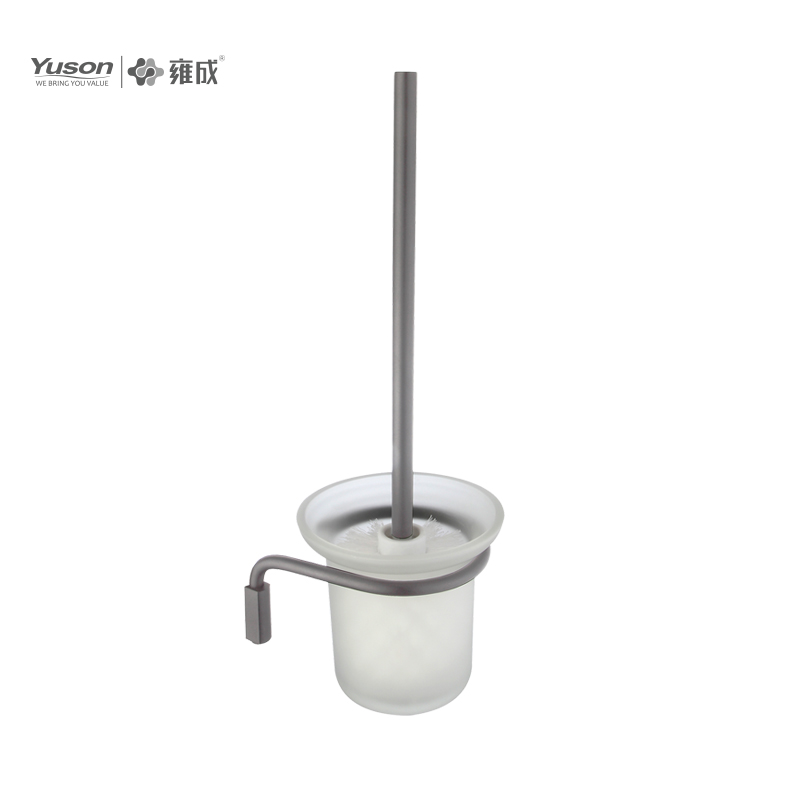 25390 Aksesori Kamar Mandi Ramping, Sikat Toilet dengan Gelas Kaca Buram/Tempered, Sikat Toilet Seng/Kuningan/SUS, dipasang di dinding (Seri 25300)