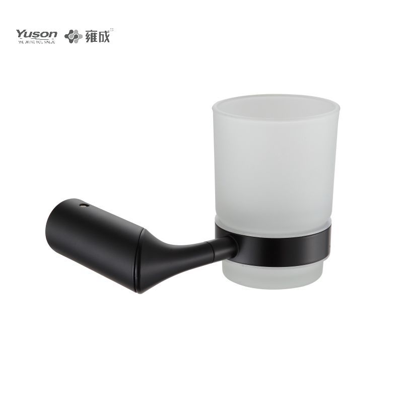 25684 Aksesori Kamar Mandi Ramping, Tempat Tumbler, dengan Gelas Kaca Buram/Tempered, Tempat Tumbler Seng/Kuningan/SUS, Terpasang di Dinding (Seri 25600)