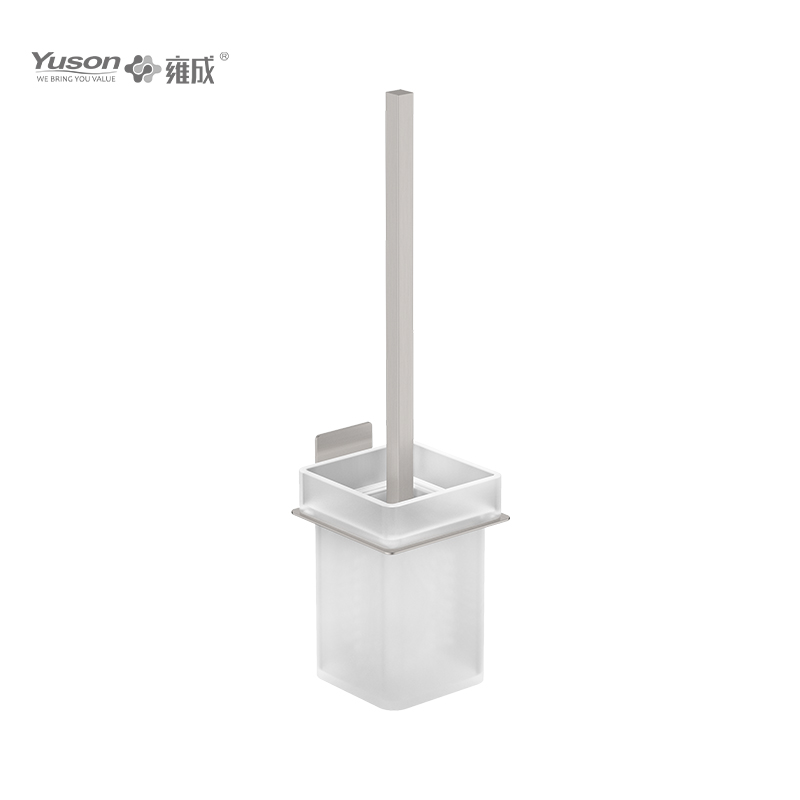 28090A Aksesori Kamar Mandi Ramping, Sikat Toilet dengan Gelas Kaca Buram/Tempered, Sikat Toilet Seng/Kuningan/SUS, dipasang di dinding (Seri 28000)