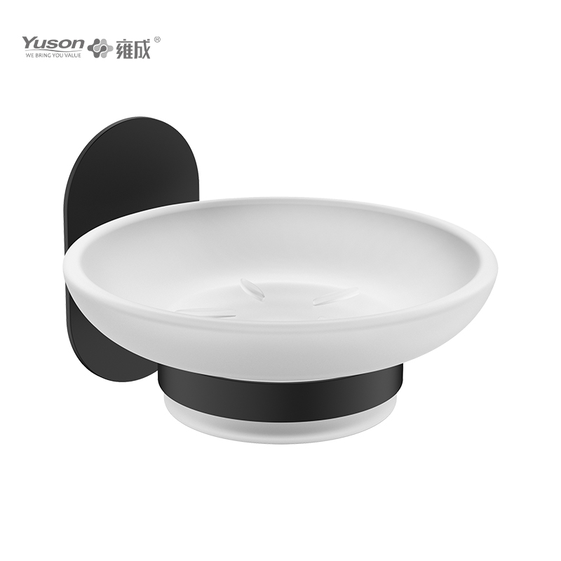 28185 Aksesori Kamar Mandi Ramping, Tempat Sabun, dengan Piring Kaca, Tempat Sabun Seng/Kuningan/SUS, Terpasang di Dinding (Seri 28100)