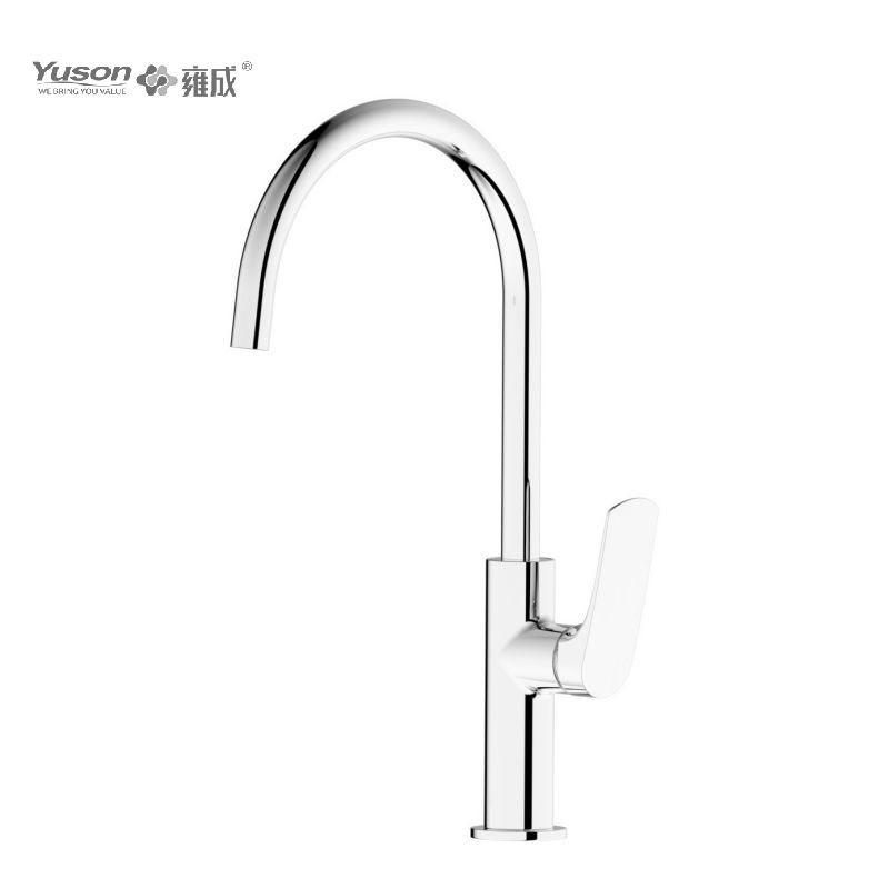 2068-50 Faucet Kuningan Tuas Tunggal mixer wastafel dapur air panas & dingin yang dipasang di dek