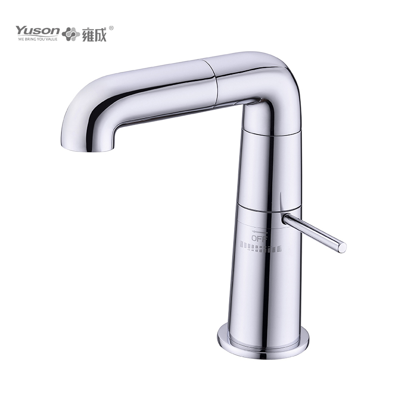 2047-31 Faucet Kuningan Tuas Tunggal Mixer Wastafel Tinggi Air Panas & Dingin yang Dipasang di Dek