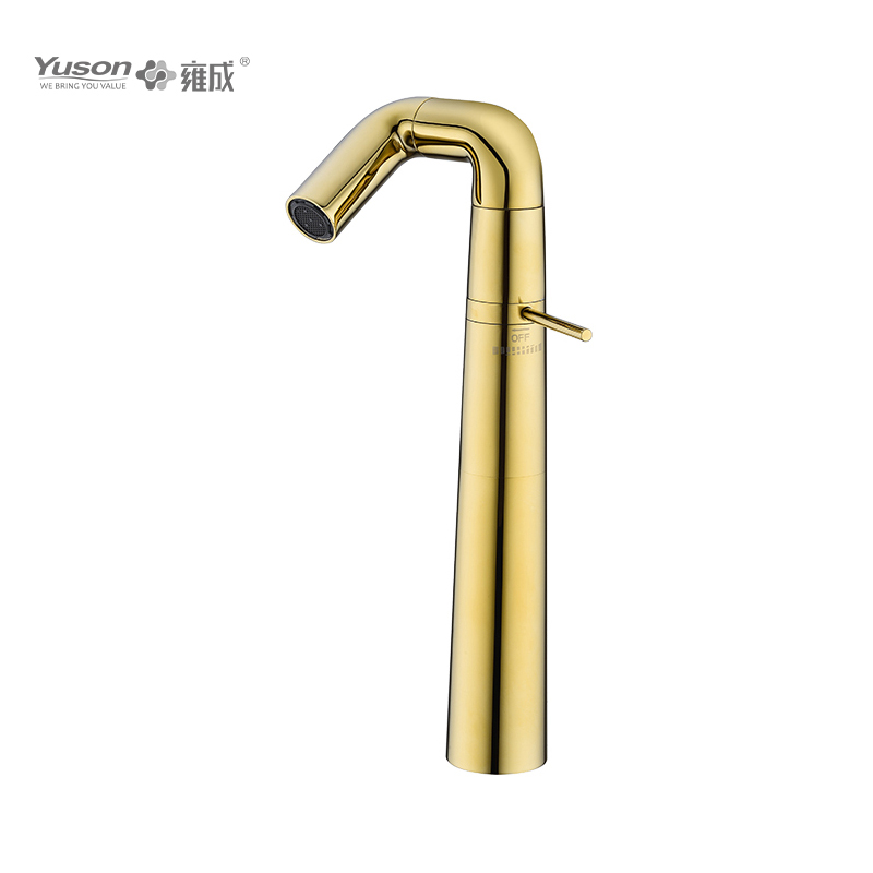 2047-33 Faucet Kuningan Tuas Tunggal Mixer Wastafel Tinggi Air Panas & Dingin yang Dipasang di Dek